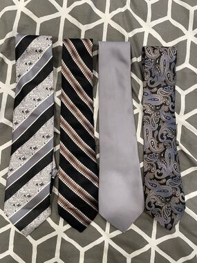Lot of 4 Ties: Emilio Ponti, Pronto Uomo, Geoffrey Bean